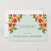 水彩赤いバラのウェディング サンクス カード (裏面)