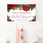 水彩赤いバラのウェルカムシャワー 横断幕 (インサイチュ)