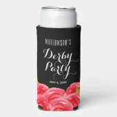 水彩赤いバラのダービーパーティー スリム缶クーラー (Seltzer正面)