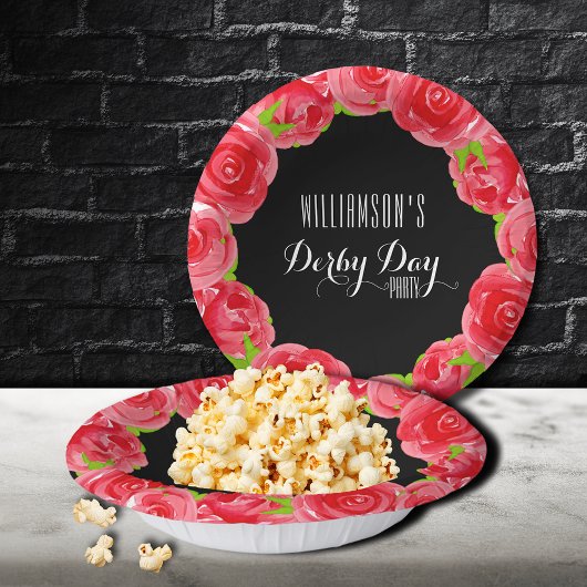 水彩赤いバラのダービー ペーパーボウル