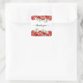 水彩赤いバラのフレーム スクエアシール (バッグ)