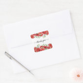 水彩赤いバラのフレーム スクエアシール (封筒)