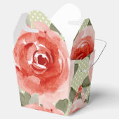 水彩赤いバラの花のテイクアウト フェイバーボックス (オープン)