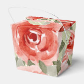 水彩赤いバラの花のテイクアウト フェイバーボックス (裏面サイド)