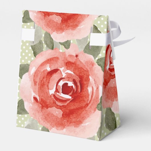 水彩赤いバラの花のテント フェイバーボックス (裏面サイド)