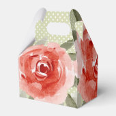 水彩赤いバラの花の切妻 フェイバーボックス (裏面サイド)