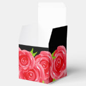 水彩赤いバラの花 2" 角型 フェイバーボックス (オープン)
