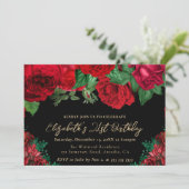 水彩赤いバラの21歳誕生日 招待状 (スタンド正面)