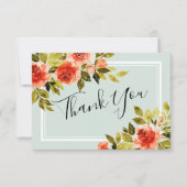 水彩赤いバラ結婚ズサンキューカード 招待状 (正面)