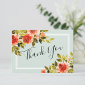 水彩赤いバラ結婚ズサンキューカード 招待状 (スタンド正面)