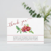 水彩赤いバラ葬儀 サンキューカード (スタンド正面)
