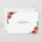 水彩赤いバラ葬儀 サンキューカード (裏面)