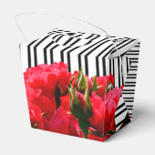 水彩赤いバラ ブラック&ホワイト ストライプ テイクアウト フェイバーボックス (裏面サイド)