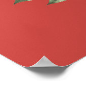 水彩赤いバラ ポスター (角)