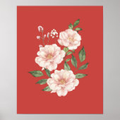 水彩赤いバラ ポスター (正面)