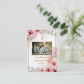 水彩赤いバラ 正教会 結婚式 祈りのカード プレイスカード (スタンド正面)