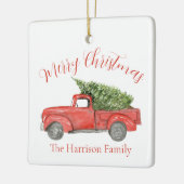 水彩赤いファームトラックセラミックオーナメント セラミックオーナメント (左)