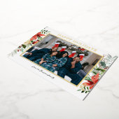 水彩赤いポインセチアの植物写真 箔シーズンカード (回転した状態)