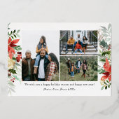 水彩赤いポインセチアの植物写真 箔シーズンカード (裏面)