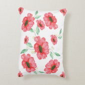水彩赤いポピーのワイルドフラワーブーケ アクセントクッション (裏面(縦))