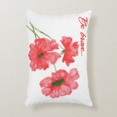 水彩赤いポピーのワイルドフラワーブーケ アクセントクッション (正面(垂直))
