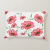 水彩赤いポピーのワイルドフラワーブーケ アクセントクッション (裏面)
