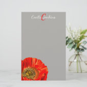 水彩赤いポピーの花&名前 便箋 (スタンド正面)
