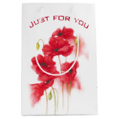 水彩赤いポピー ミディアムペーパーバッグ (正面)