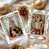 水彩赤いリボンのキスミスルガーランド写真 シーズンカード