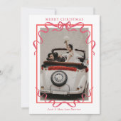 水彩赤いリボンの写真 シーズンカード (正面)