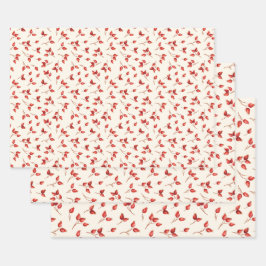 水彩赤いローズヒップウィンタークリスマス。 ラッピングペーパーシート