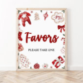 水彩赤い冬かわいいクリスマスの好意サイン ポスター