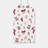 水彩赤い冬かわいいクリスマスベビーシャワー ギフトタグ (裏面)