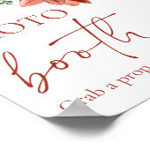 水彩赤い冬のクリスマスフォトブースの看板 ポスター (角)