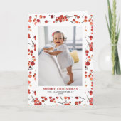 水彩赤い冬の果実の写真メリークリスマス シーズンカード (正面)