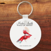 水彩赤い唇と口紅のメイクアップブランディング キーホルダー (正面)