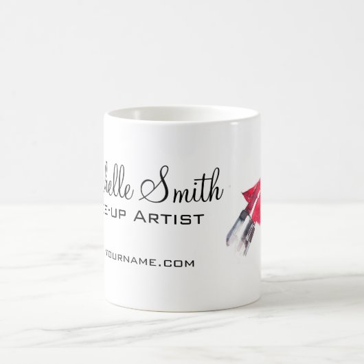 水彩赤い唇と口紅のメイクアップブランディング コーヒーマグカップ (中央)