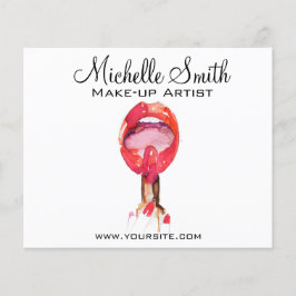 水彩赤い唇と口紅のメイクアップブランディング チラシ