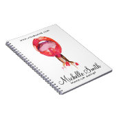 水彩赤い唇と口紅のメイクアップブランディング ノートブック (右側)