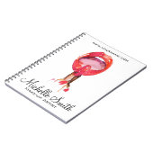 水彩赤い唇と口紅のメイクアップブランディング ノートブック (左側)