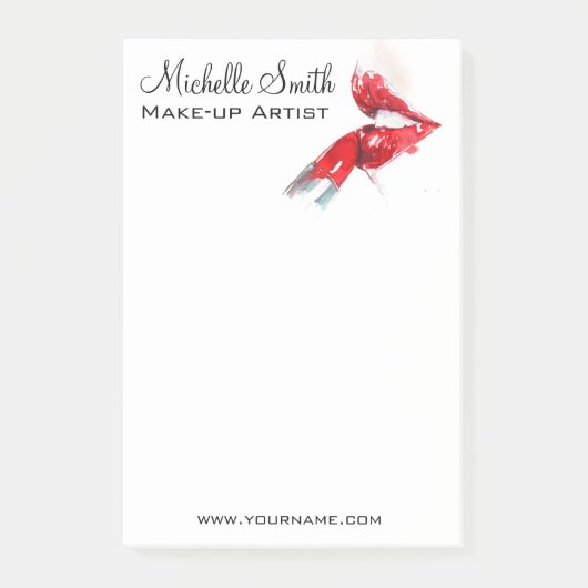 水彩赤い唇と口紅のメイクアップブランディング ポストイット (正面)