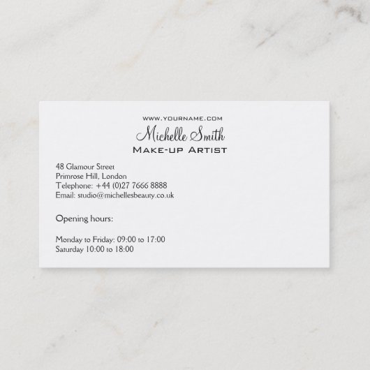 水彩赤い唇と口紅のメイクアップブランディング 名刺 (裏面)