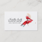 水彩赤い唇と口紅のメイクアップブランディング 名刺 (正面)