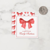 水彩赤い弓ギフトエンクロージャー ノートカード (正面/裏面インサイチュ)