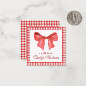 水彩赤い弓ギフトエンクロージャー ノートカード (正面/裏面インサイチュ)