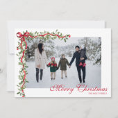 水彩赤い弓ミスタルトウのガーランド写真 シーズンカード (正面)