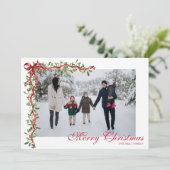 水彩赤い弓ミスタルトウのガーランド写真 シーズンカード (スタンド正面)