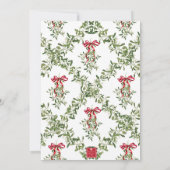 水彩赤い弓ミスタルトーガーランドクリスマス 招待状 (裏面)