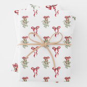 水彩赤い弓ミスタルトークリスマス ラッピングペーパーシート (インサイチュ)