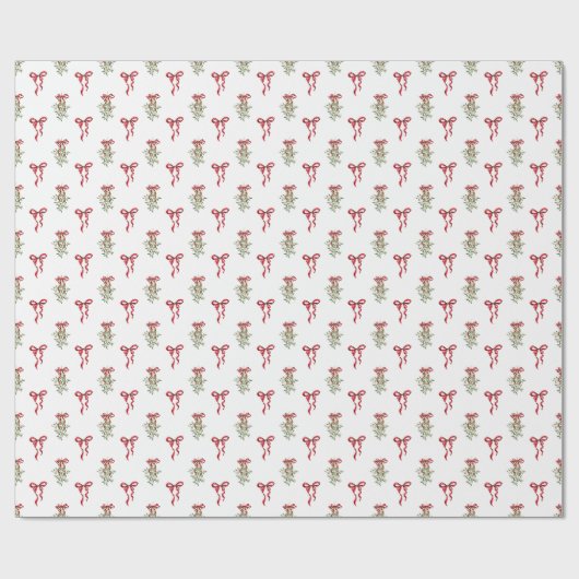 水彩赤い弓ミスタルトークリスマス ラッピングペーパー (フラット)